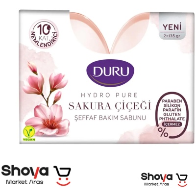 DURU moisturizing soap pink Sakura blossom model pack of 2. webp - شویا مارکت www.shoyamarketaras.com