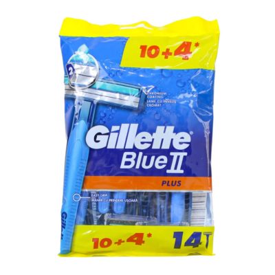 خودتراش مردانه دو تیغ ژیلتGillette بلو تو پلاس آبی بسته 14 عددی