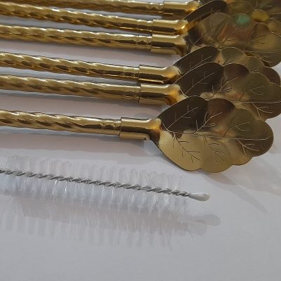 نی شربت خوری قاشق دار طلایی اصل