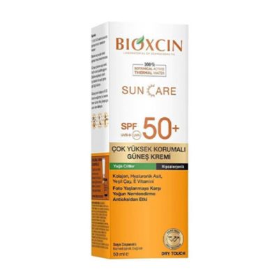 کرم ضد آفتاب BIOXCINبیوکسین بی رنگ پوست چرب با spf50 حجم 50 میلی لیتر