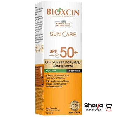 کرم ضد آفتاب BIOXCINبیوکسین بی رنگ پوست چرب با spf50 حجم 50 میلی لیتر