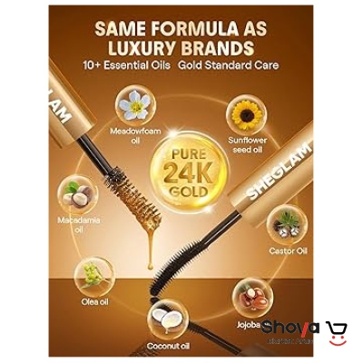 ریمل دو سر حجم دهنده و بلندکننده و تقویت کننده مژه شیگلم Sheglam مدل All‑In‑One 24k Multi‑Effect