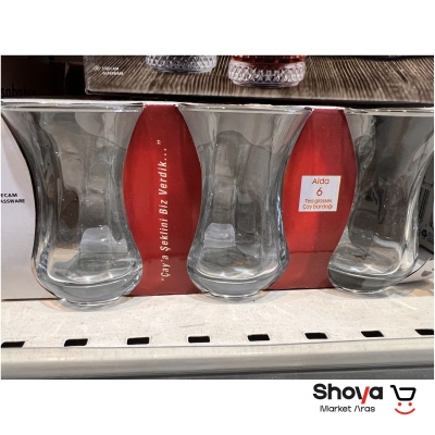 استکان کمر باریک پاشاباغچه مدل Aida آیدا کد62511 بسته 6 عددی