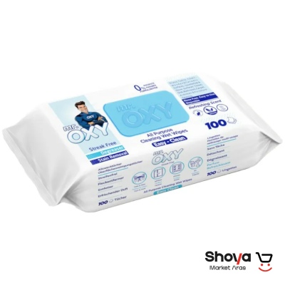 دستمال مرطوب سطوح چند منظوره مستر اوکسیMR.OXY رایحه صابون بسته 100 عددی