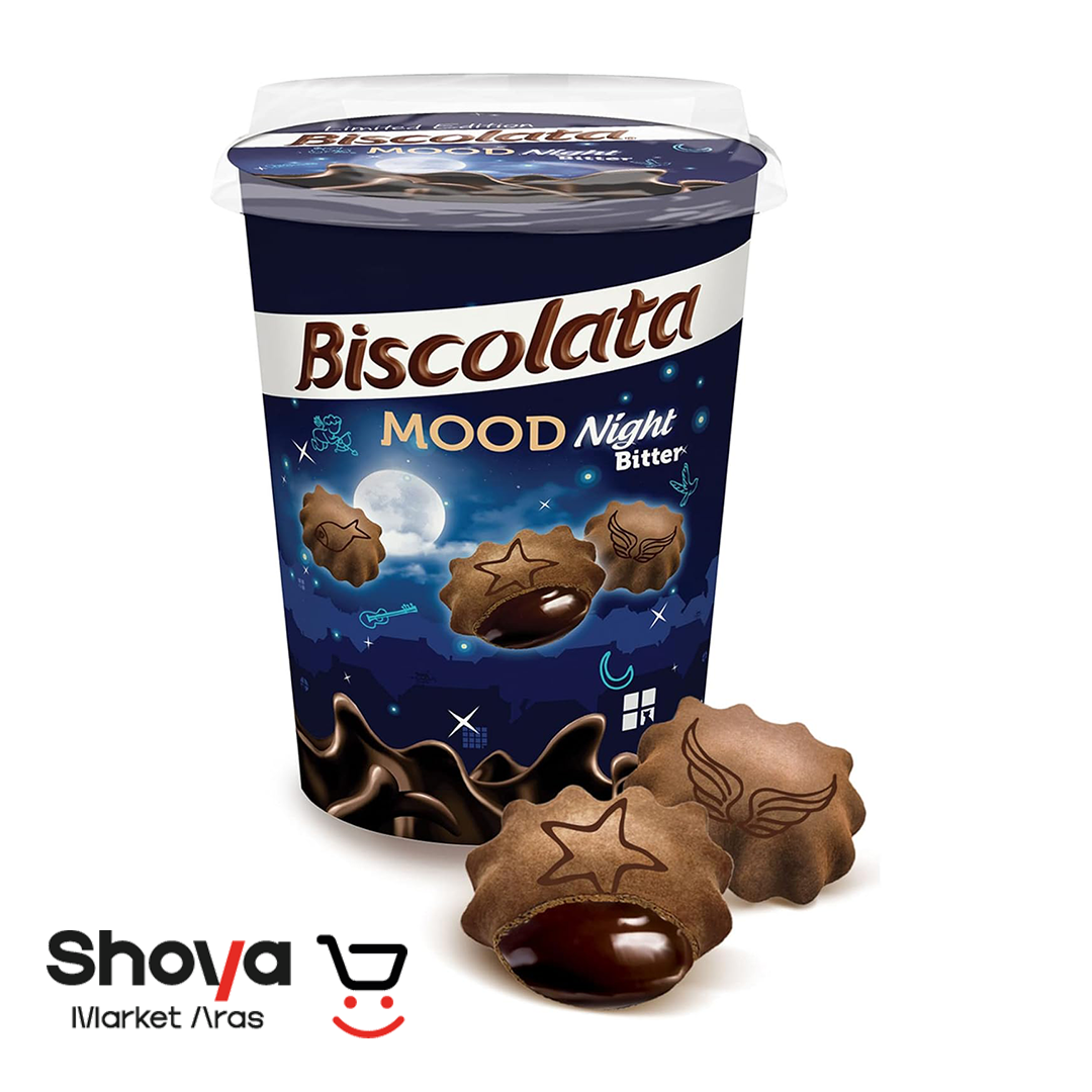 Biscolata بیسکوییت لیوانی بیسکولاتا مود Biscolata Mood با مغز شکلات تلخ وزن 125 گرم