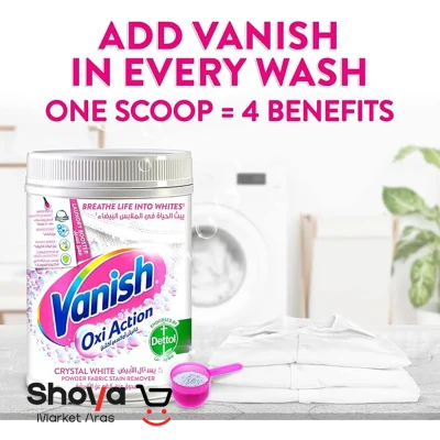 پودر لکه بر لباس ونیش Vanish مدل Oxi Action مناسب لباس های سفید وزن 470 گرم
