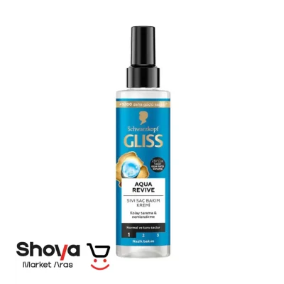 اسپری مو دوفاز گلیس Gliss مدل Aqua Revive آبرسان مناسب موهای نرمال و خشک حجم 195 میلی‌لیتر