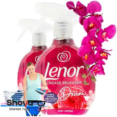 اسپری ضد چروک و خوشبو کننده لباس لنور Lenor رایحه یاسمن یاقوتی حجم 500 میلی‌لیتر